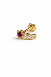 Star Arc Pin Piercing with Ruby & Crystals
