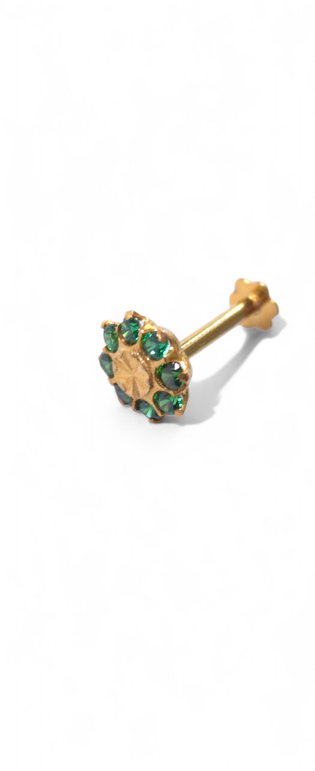 Emerald Bloom Pin – 18ct Gold Floral Piercing